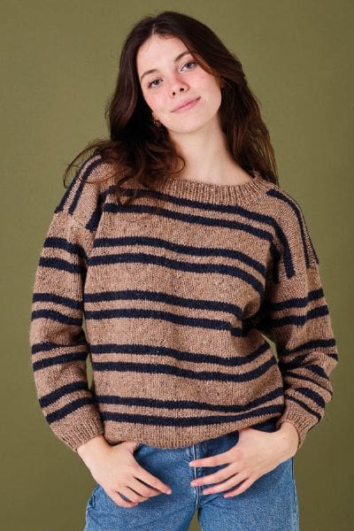 Strikkeopskrift på stribet sweater