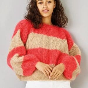 Strikkeopskrift på Sweater med brede striber
