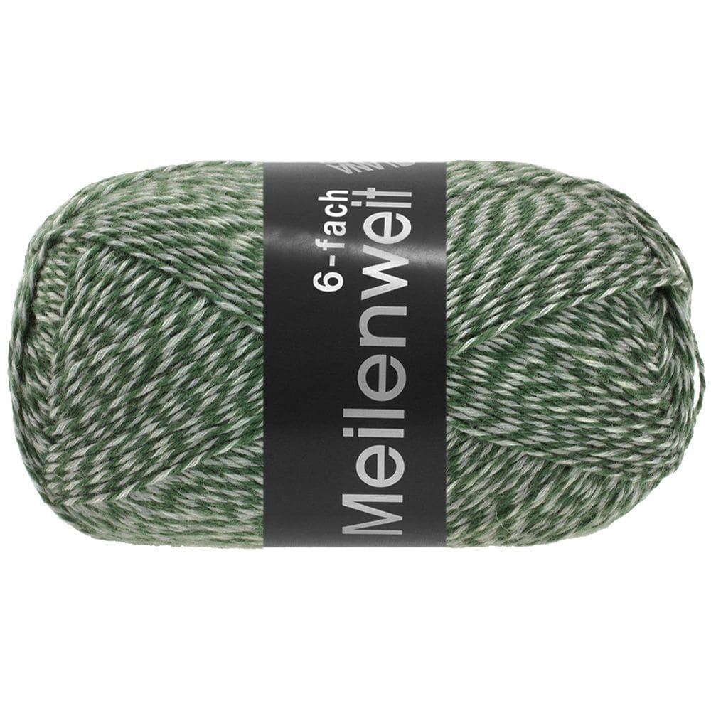 Strømpegarn Meilenweit 6-trådet 8504 Mouliné Mørkegrøn