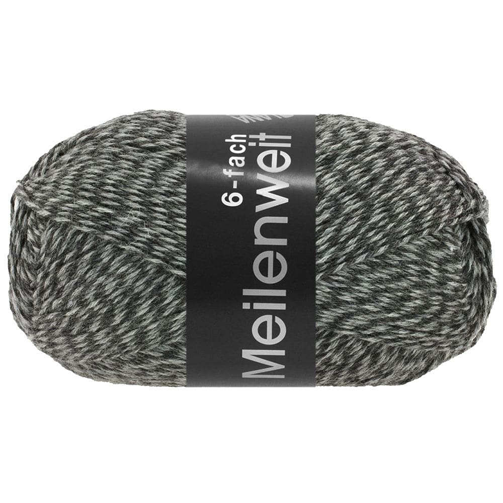 Strømpegarn Meilenweit 6-trådet 8506 Mouliné Mørkegrå
